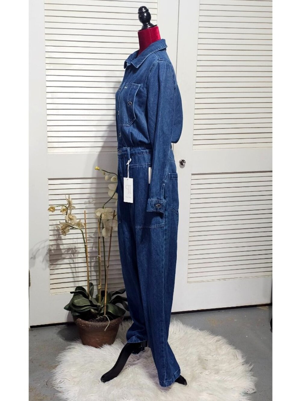 NWT Pilcro Women's Relaxed Denim Button-Front Utility OverallsJumpsuit Sz M 3643 - Picture 3 of 13